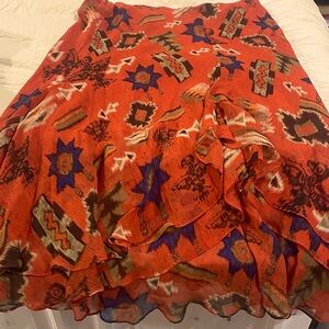 Ralph Lauren Asymmetrical Skirt in Vibrant Orange and Blue